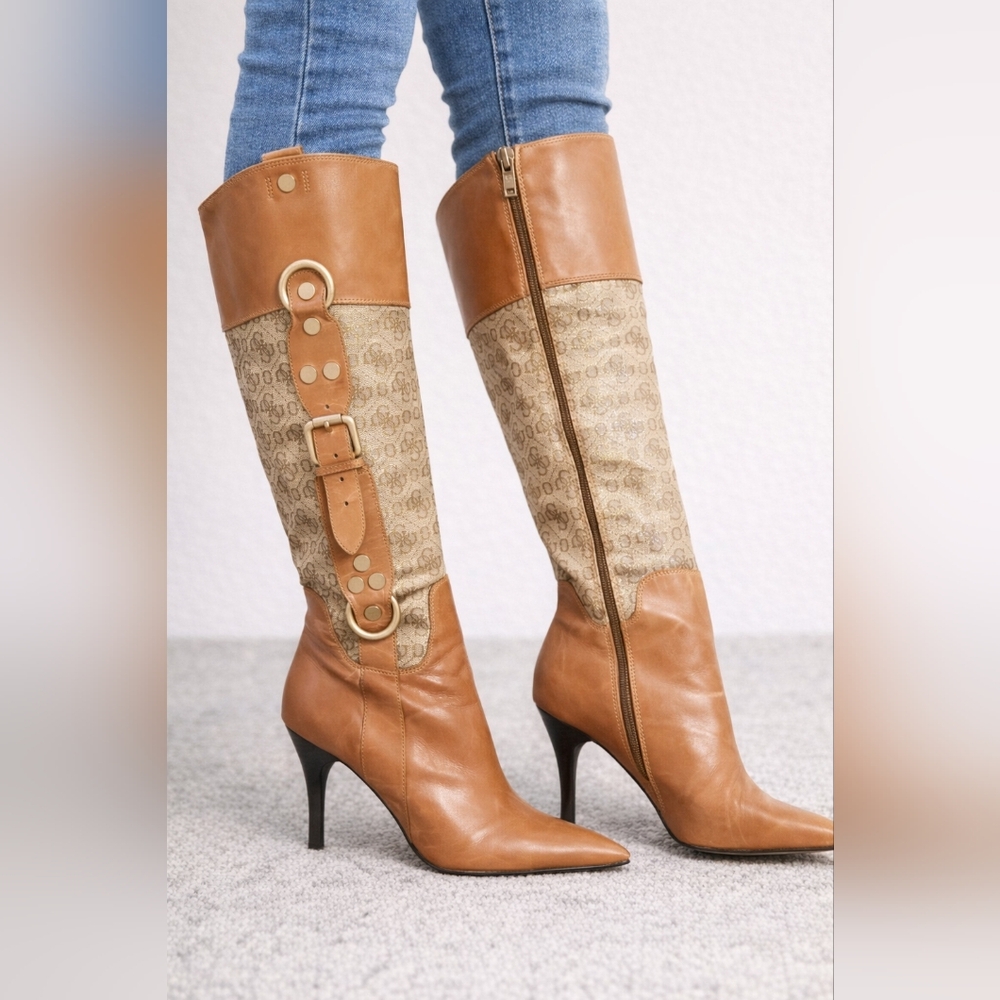 Guess Vintage Y2K Leather Stiletto Heeled Boots